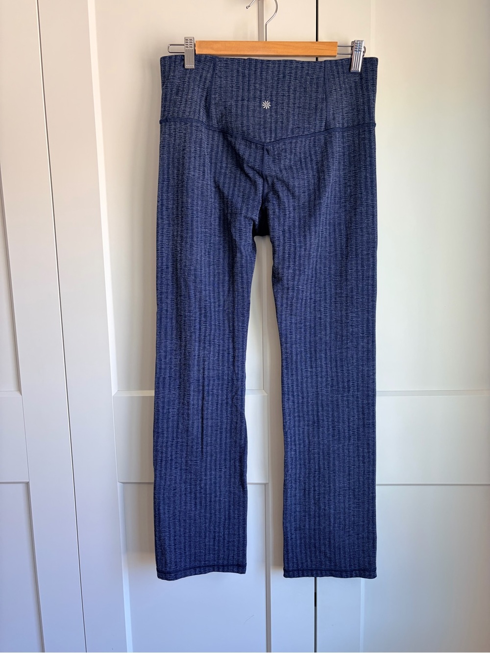 Athleta Elation Textured Straight Leg Dark Blue High-Rise Leggings | L - Picture 4 of 6
